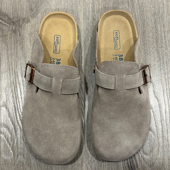 Suede Clogs, Size 38 (US 7.5) – Memory Foam Slip-On Sandals - Picture 1 of 5